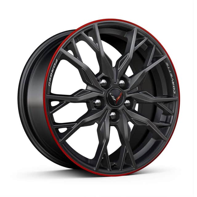 2023 C8 Corvette 70th Anniversary Wheel Set - Midnight Grey with Red Pinstripe (Q9A)