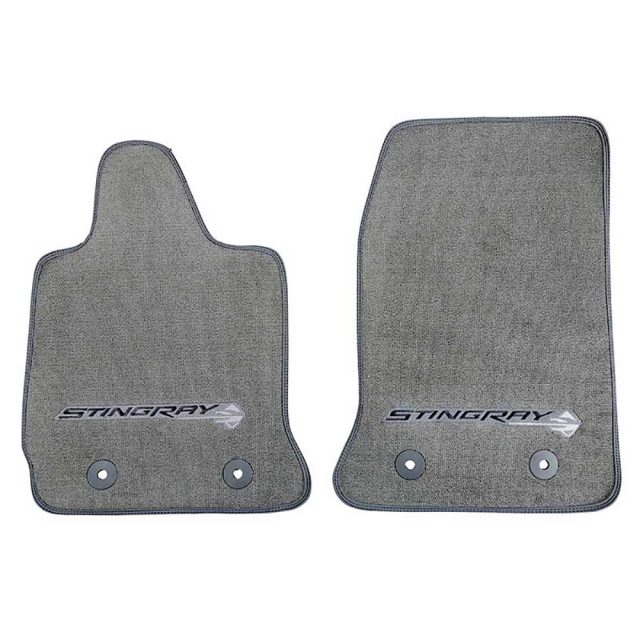 GM C7 Corvette Stingray front floor mats - gray w/gray stitching - 22801665