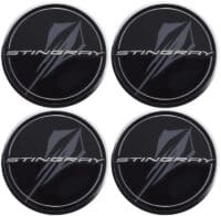 GM C8 Corvette Center Caps - Black w Stingray Logo