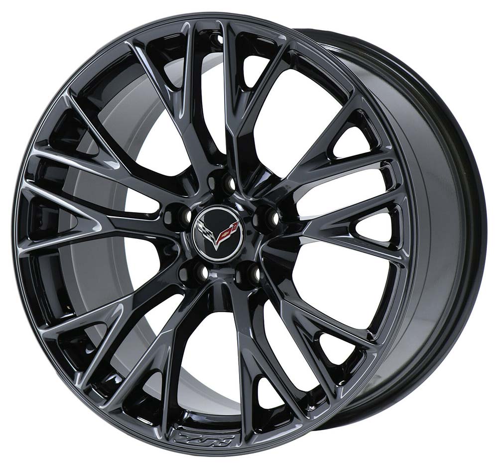 thumbnail interactive-video image 1 of Gloss Black C7 Z06 Style Wheels For Corvette 2014-2019 - 19x8.5 / 20x10 Set Of 4 1 of 3