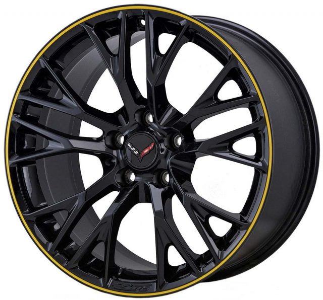 C7 Z06 Corvette Wheels - Gloss Black w/Yellow Pinstripe