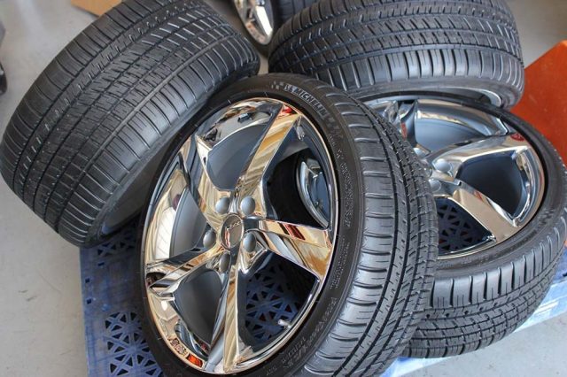 GM C7 5 Spoke Torque Corvette Chrome Wheel Tire Package