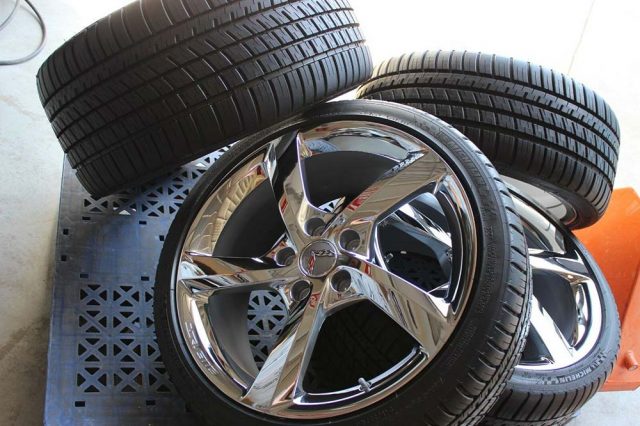 GM C7 5 Spoke Torque Corvette Chrome Wheel Tire Package