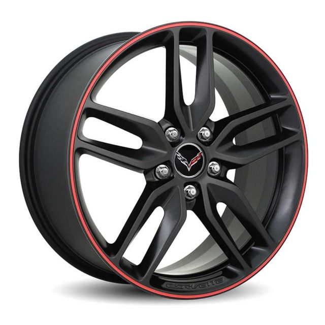 GM C7 2014 Z51 Corvette Stingray Wheels - Black with Red Pinstripe