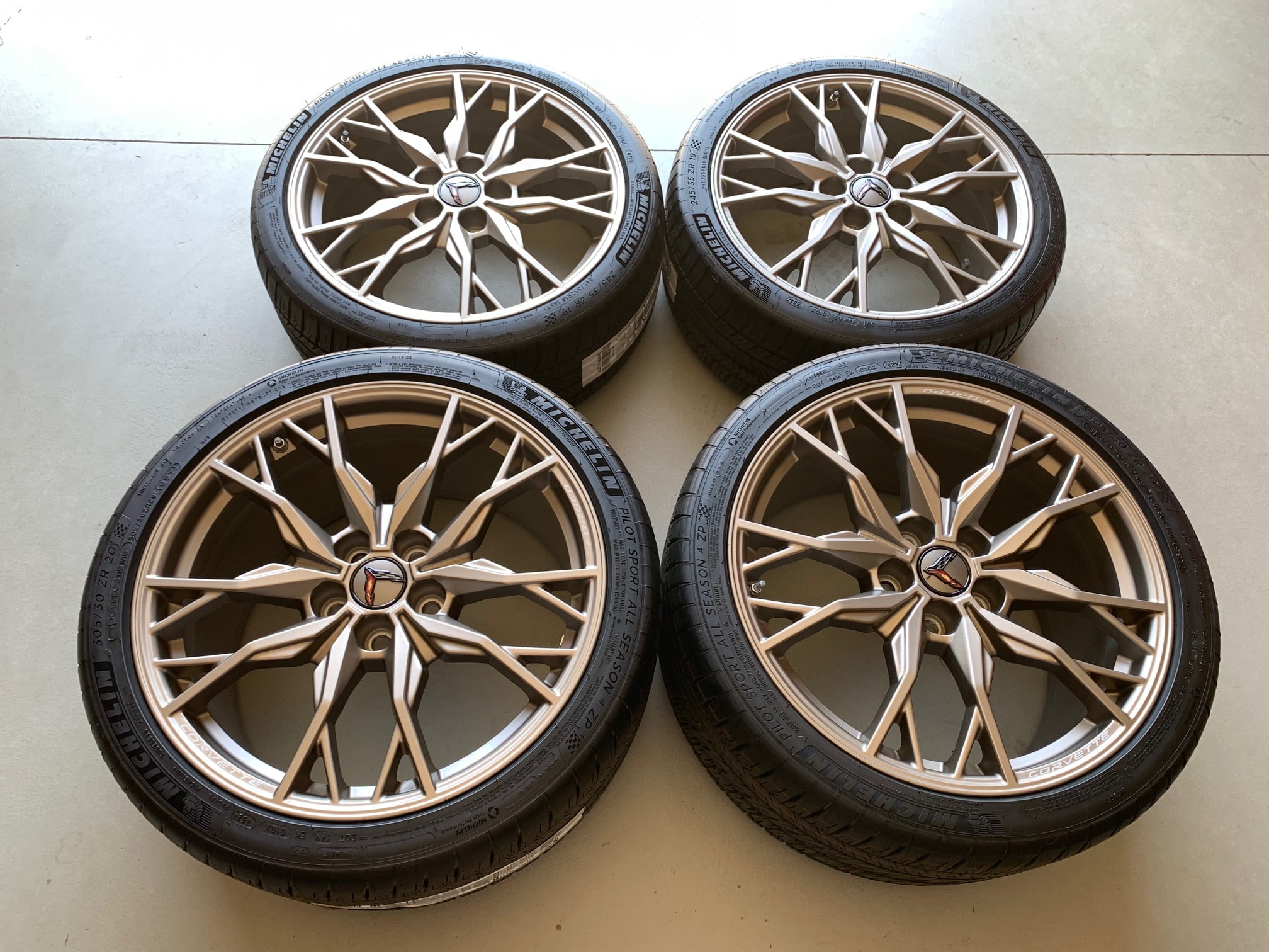 Pre Owned GM C8 Corvette Stingray 20 Spoke Wheel & Michelin Tire - Tech Bronze