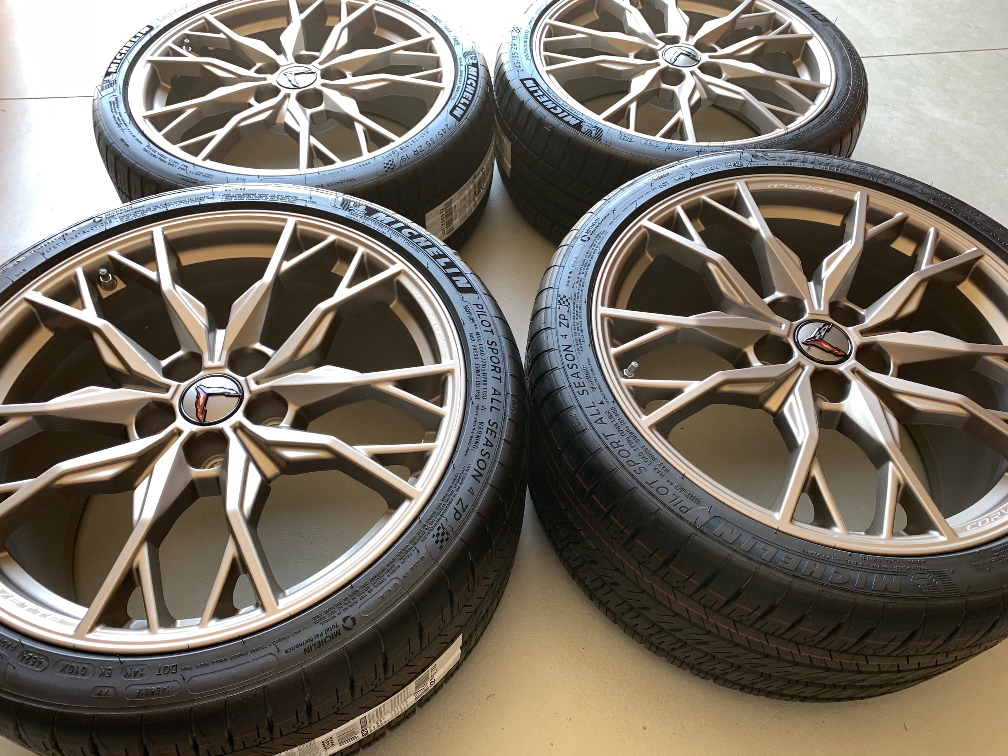 Pre Owned GM C8 Corvette Stingray 20 Spoke Wheel & Michelin Tire - Tech Bronze - Image 2