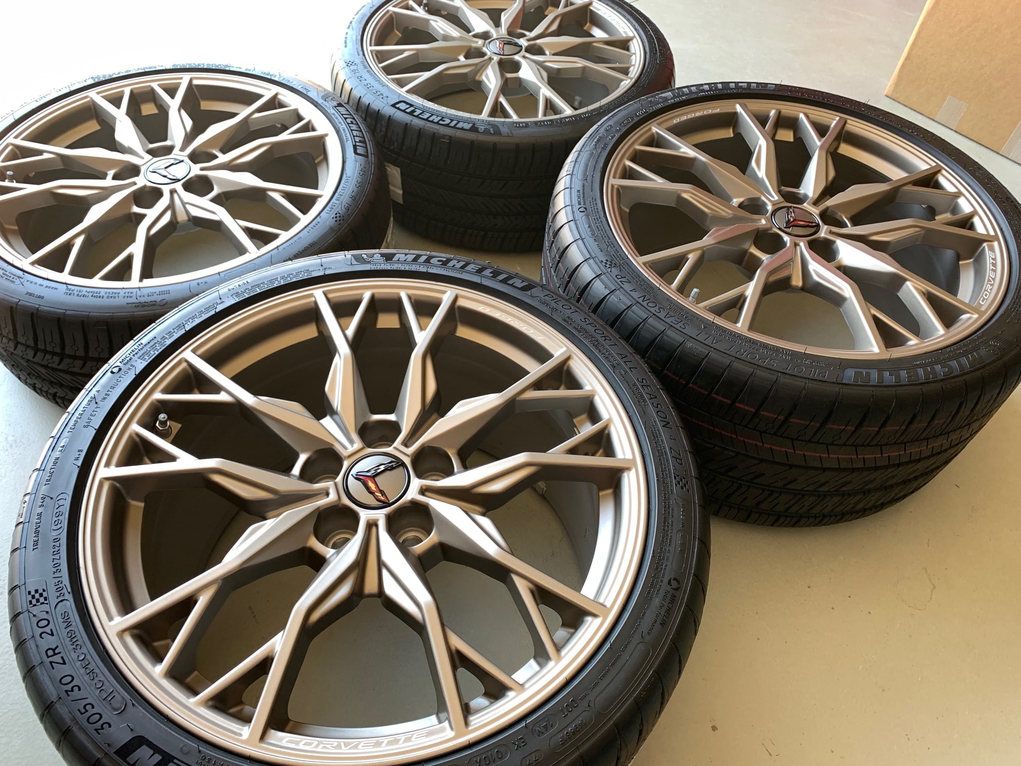 Pre Owned GM C8 Corvette Stingray 20 Spoke Wheel & Michelin Tire - Tech Bronze - Image 3