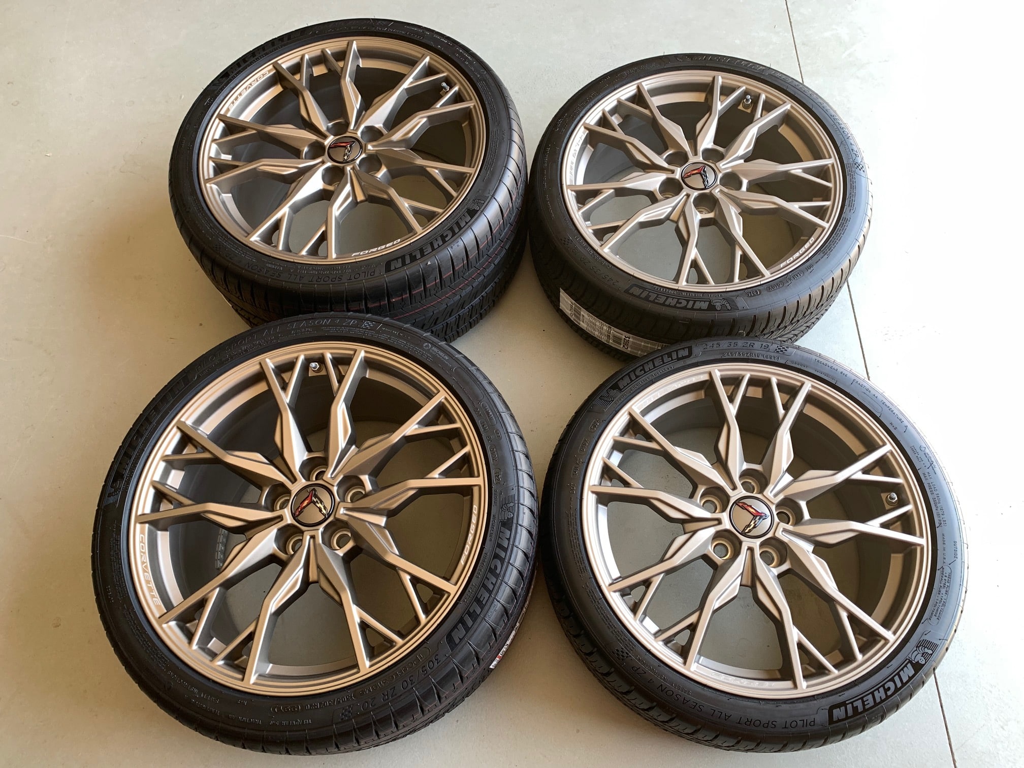 Pre Owned GM C8 Corvette Stingray 20 Spoke Wheel & Michelin Tire - Tech Bronze - Image 4