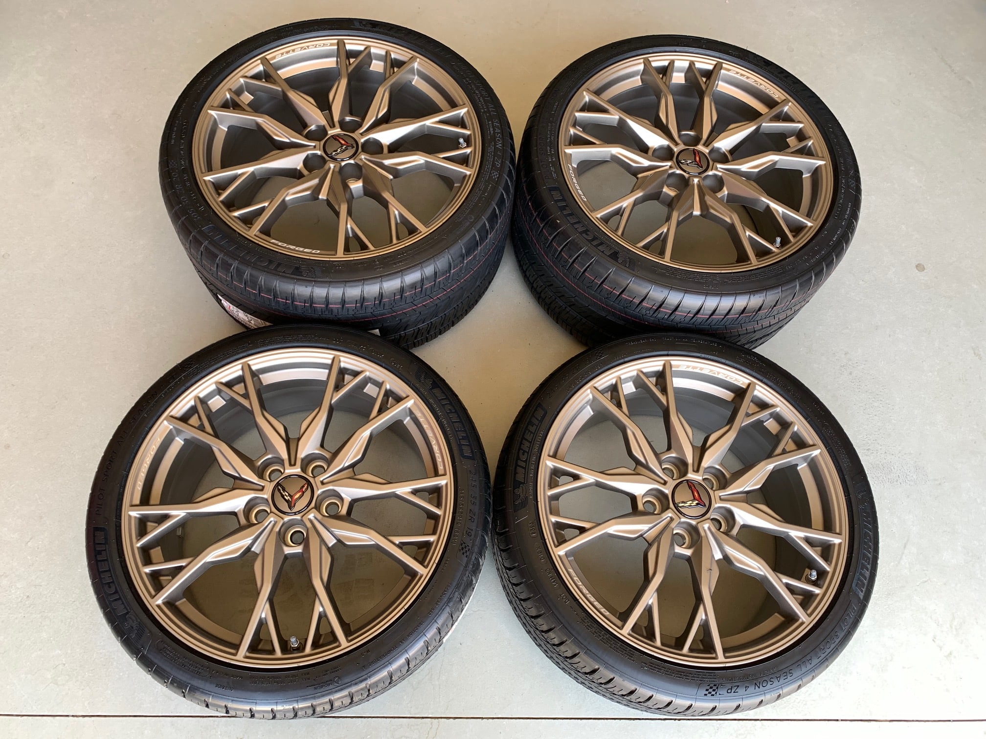 Pre Owned GM C8 Corvette Stingray 20 Spoke Wheel & Michelin Tire - Tech Bronze - Image 6