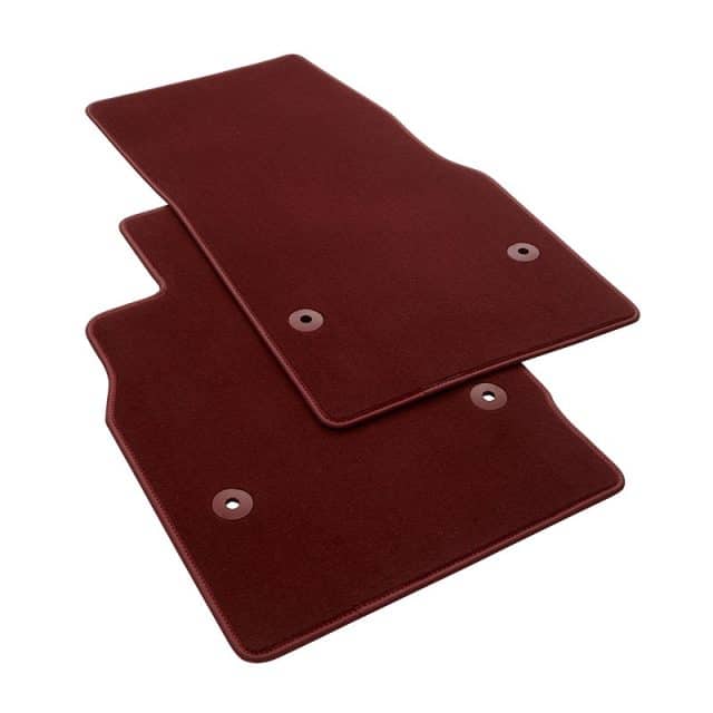 GM C8 Corvette Floor Mats in Morello Red with Torch Red Binding - Side View