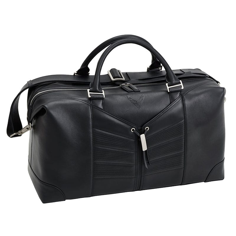 black leather luggage