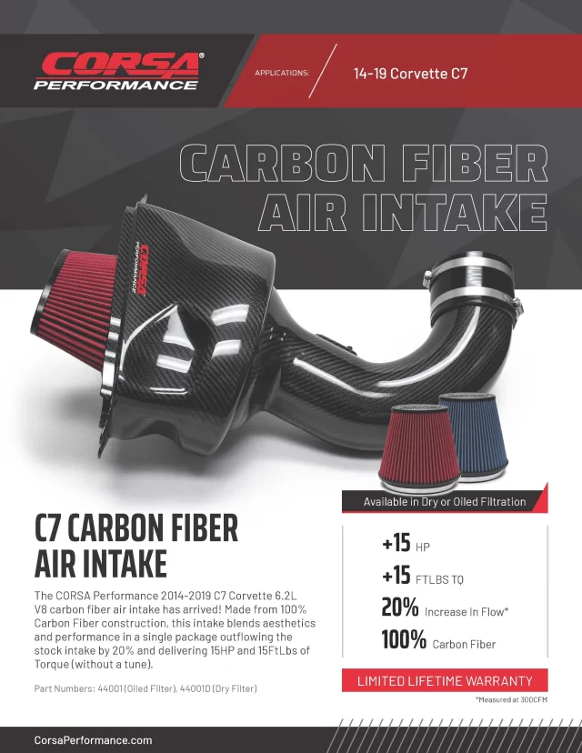 Corsa C7 Stingray Carbon Fiber Air Intake - Black - Chart View