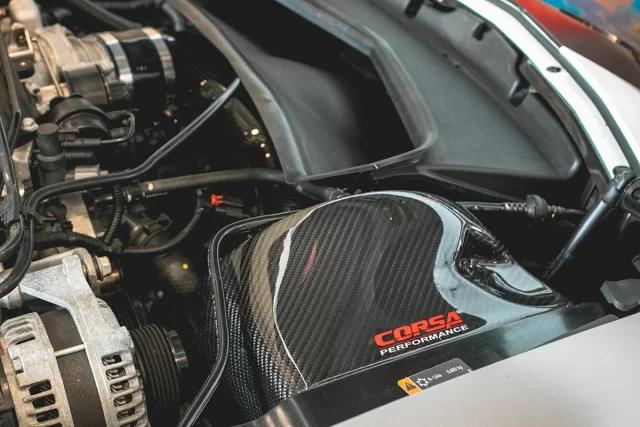 Corsa C7 Z06 Carbon Fiber Air Intake - Black - Installed View
