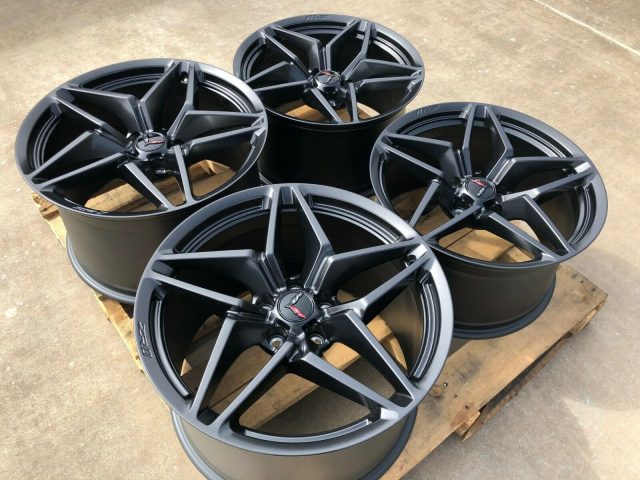 GM C7 2019 ZR1 Satin Graphite Black Corvette Wheel Set - Angle View