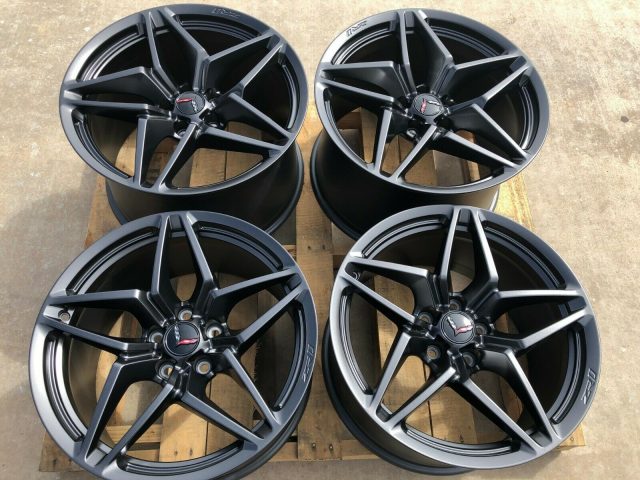 GM C7 2019 ZR1 Satin Graphite Black Corvette Wheel Set - Front View