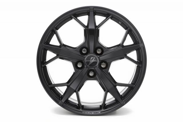 GM C8 Aluminum 5-Trident Spoke Wheels for 2020+ Corvettes - Black - Front View