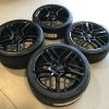 GM C8 GT Gloss Black Corvette Wheel & Michelin Tire Package - Angle View