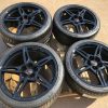 GM C8 Open Spoke Gloss Black Corvette Wheel & Michelin Tire Package - Front View