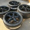 GM C8 Trident Gloss Black Corvette Wheel & Michelin Tire Package - Angle View