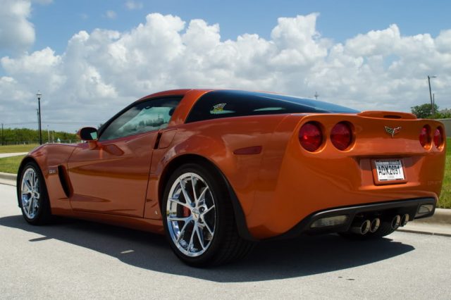 Z06 Spyder Wheels in Chrome on Orange Corvette