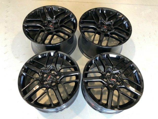 GT Stingray C8 Black Corvette Wheel Set - Front View